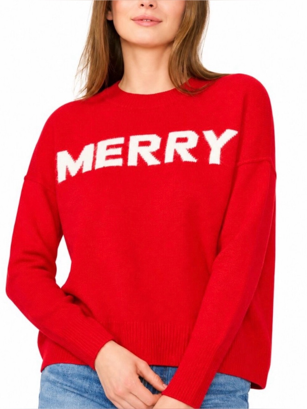Vince Camuto Red Merry Christmas Holiday Sweater Festive Cozy Soft Women’s XXL